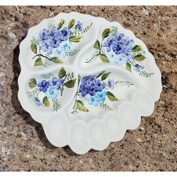 Floral Divided Tray with Deviled Egg Made in Italy - Picture 8 of 13